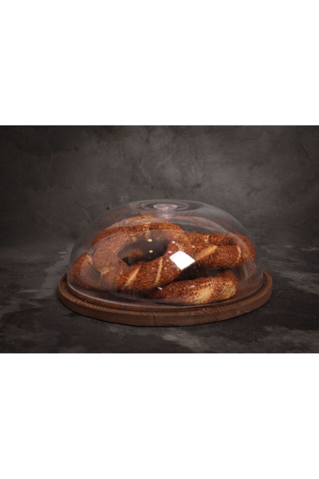 Ahşap Stand Akrilik Kap Büyük Kek Fanus (stand 31.5/kap 30cm) %100 Çam Ağacı